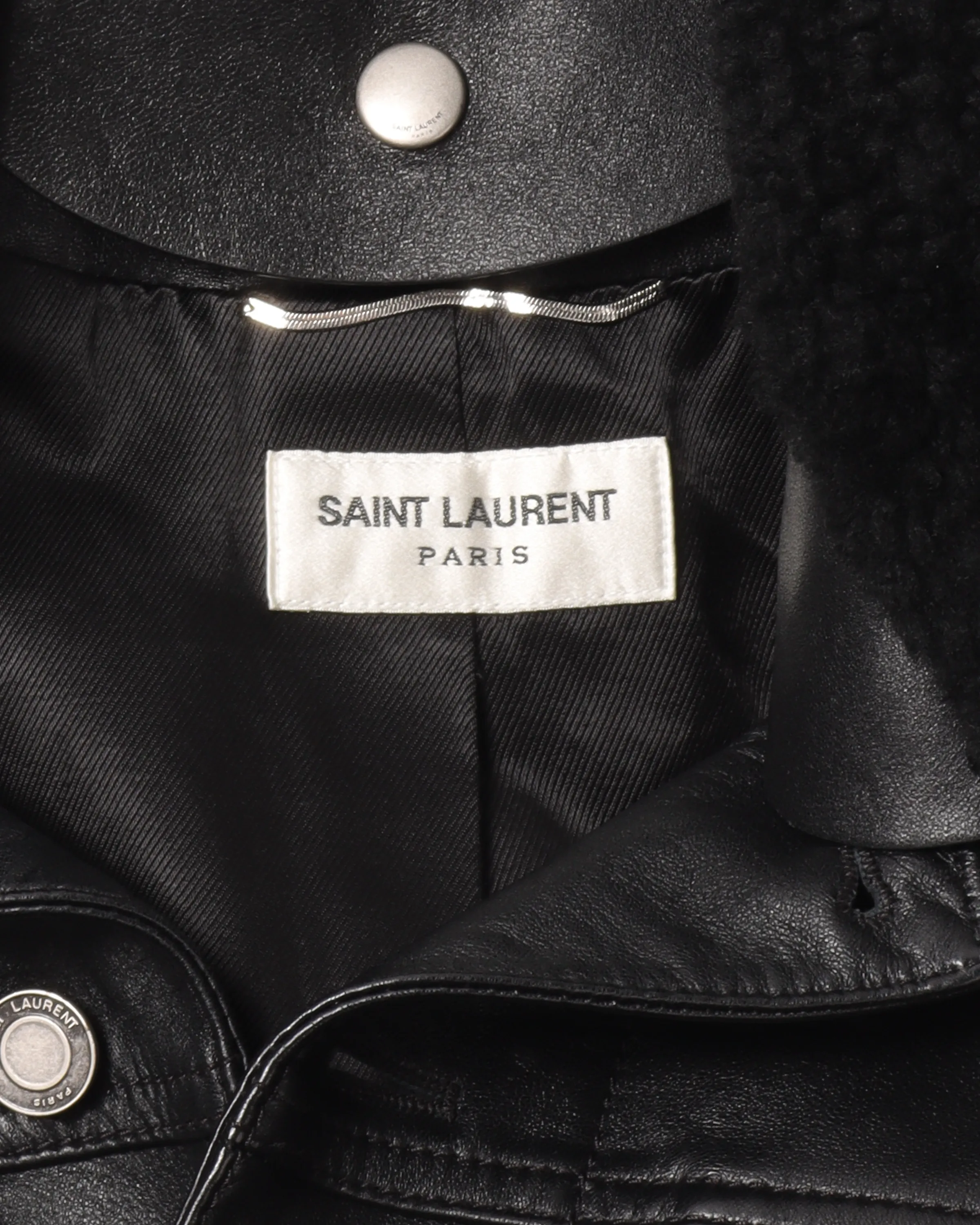 Shearling Collar Leather Jacket