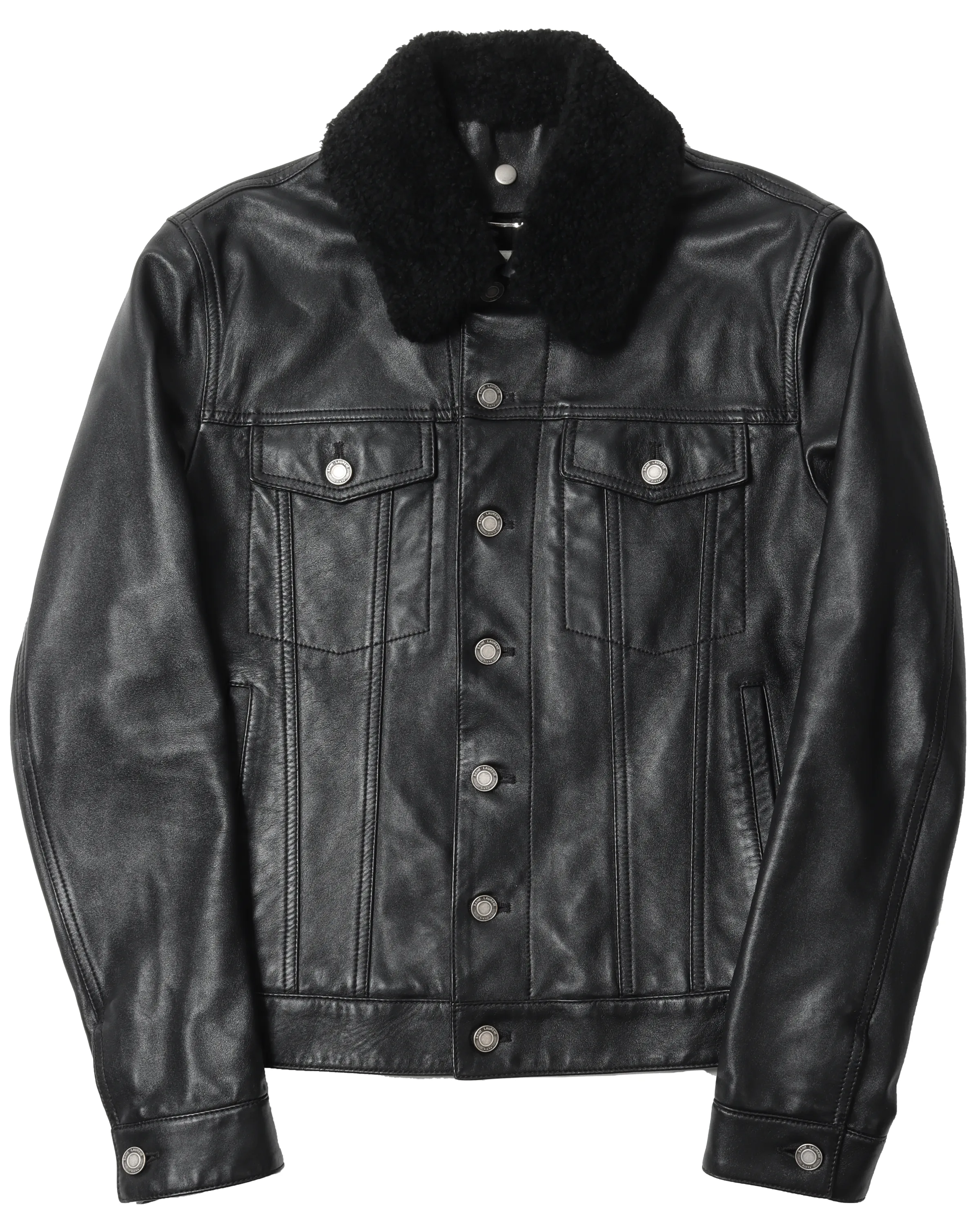 Shearling Collar Leather Jacket