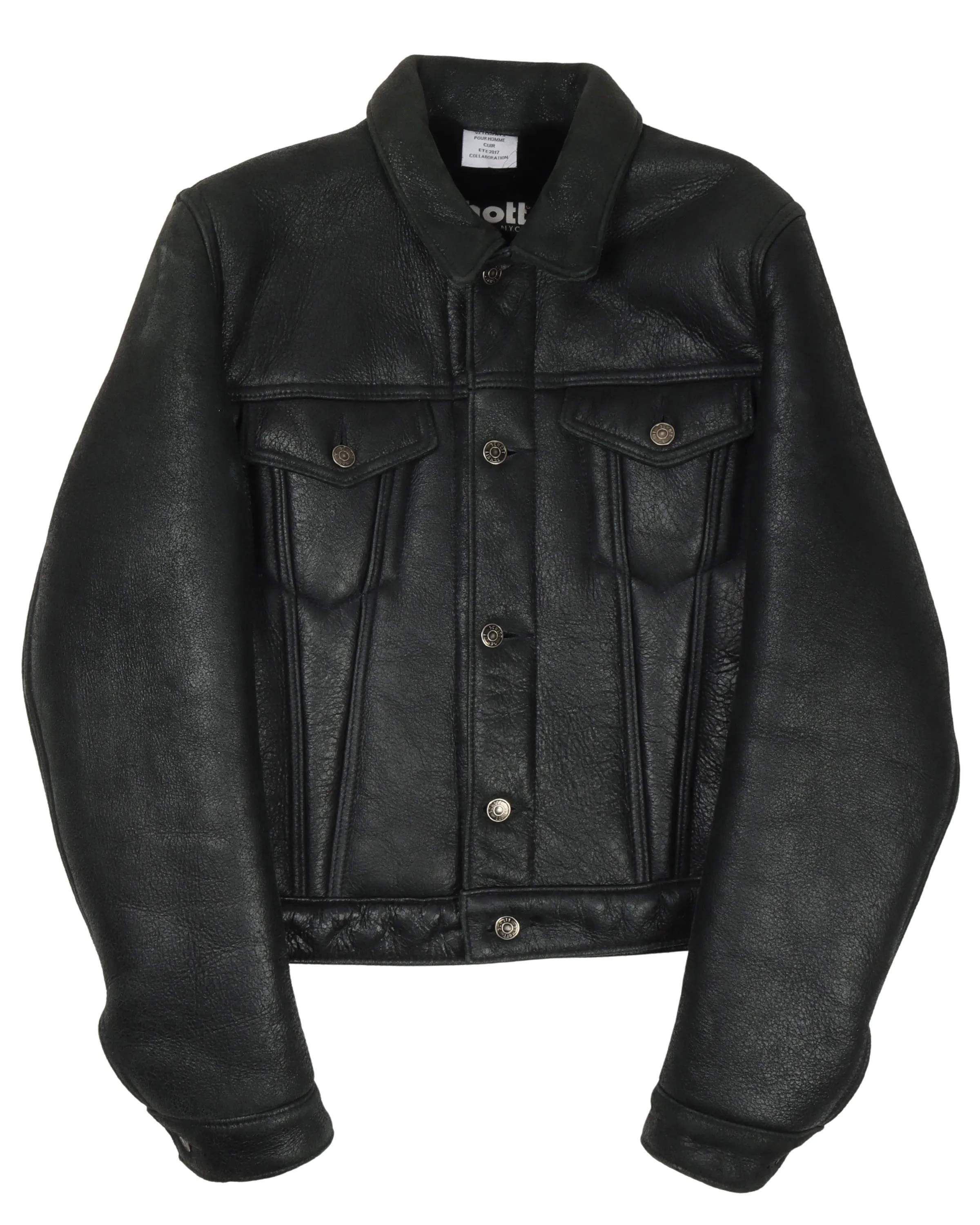 SS17 Schott Shearling Leather Trucker Jacket