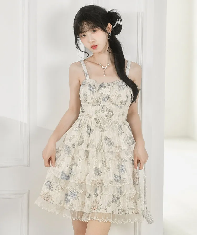 Sweet Girly Style Lace Patchwork Suspender Dress