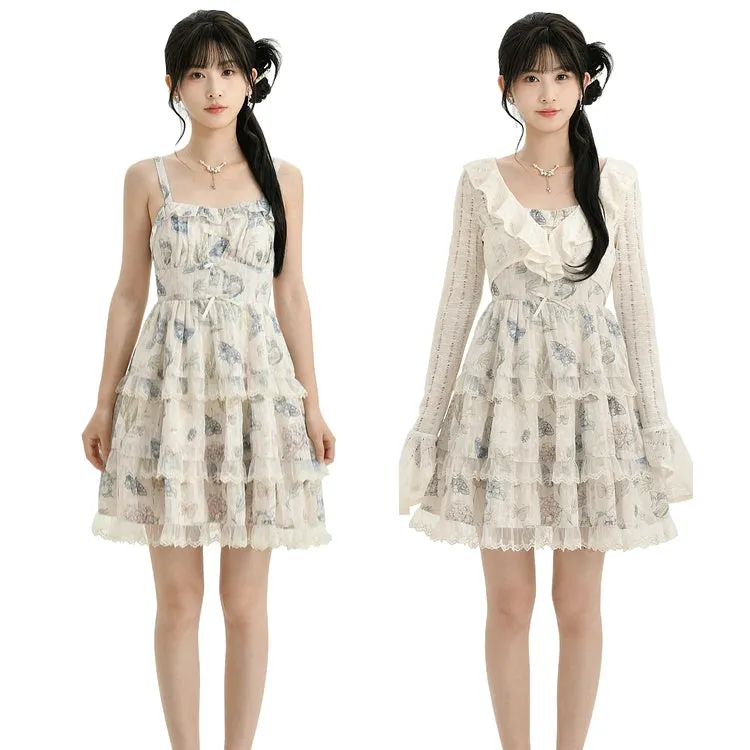 Sweet Girly Style Lace Patchwork Suspender Dress