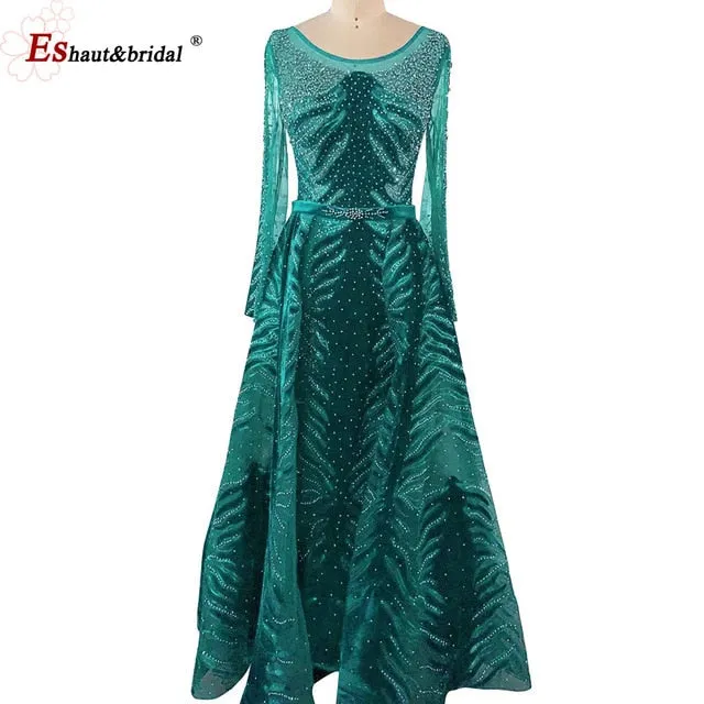 V-Neck Long Sleeves Velvet Crystal