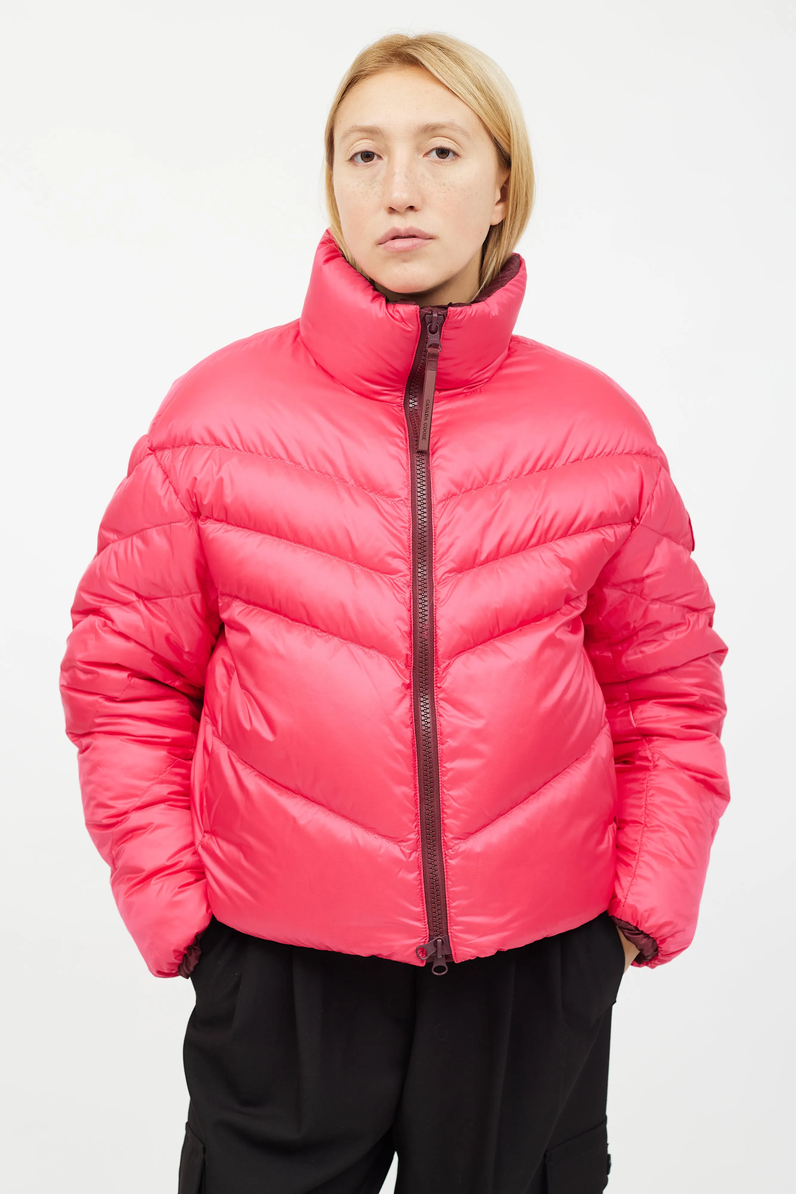 X Reformation Multi Pink Reversible Mila Puffer