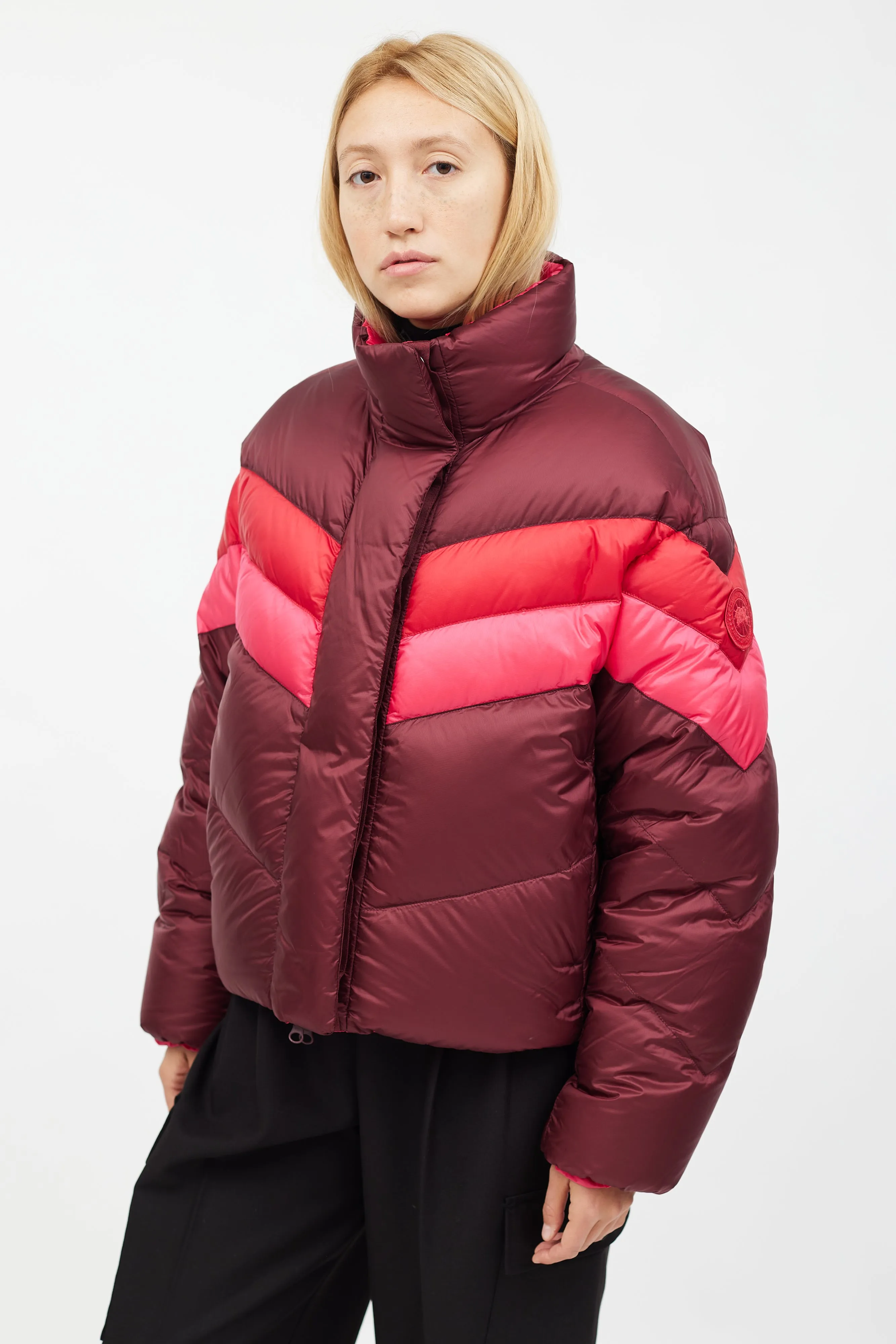X Reformation Multi Pink Reversible Mila Puffer